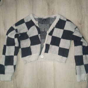 Art Class Black and Gray Checkered Cardigan